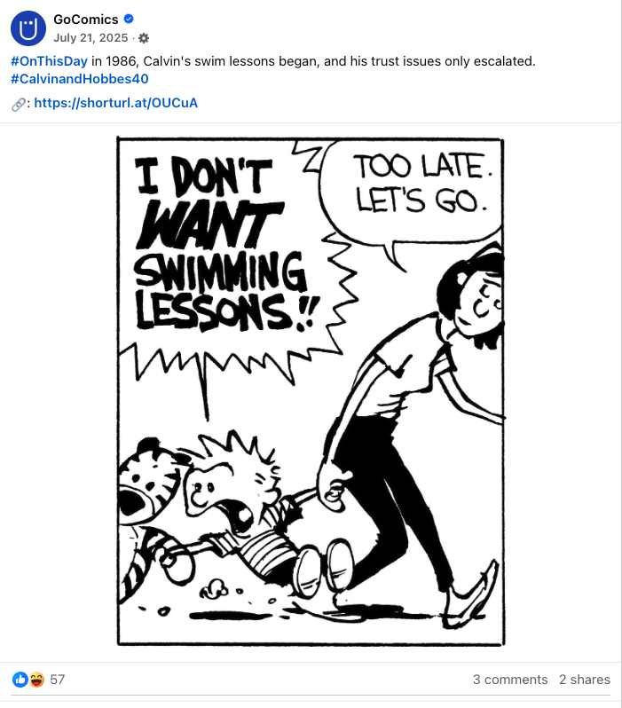 On This Day swim lessons Facebook post