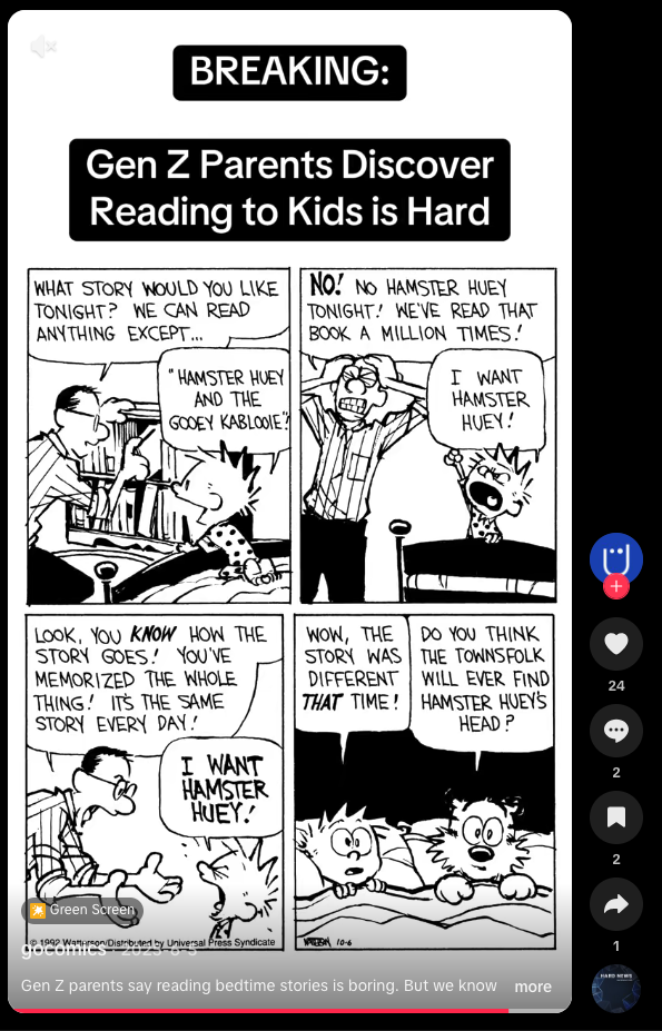 Reading to kids TikTok post